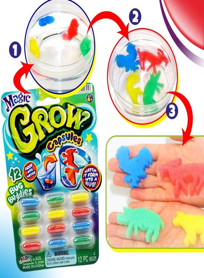 JA-RU Magic Grow Capsules (12 Pack; 12 Capsules Each) Expanding Foam Sponge Toy for Kids. Sea Creatures, Zoo & Farm Animals, Dinosaur, Bugs, & Cars. Water Growing Toys. Bath Party Favors. 305-12p - Image 2